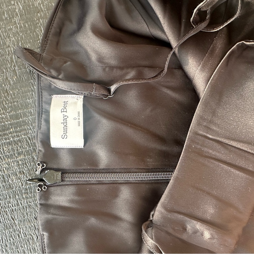 **SOLD** Aritzia Sunday Best Shimmer Satin Dress - 0/XS, Black - Picture 3 of 3